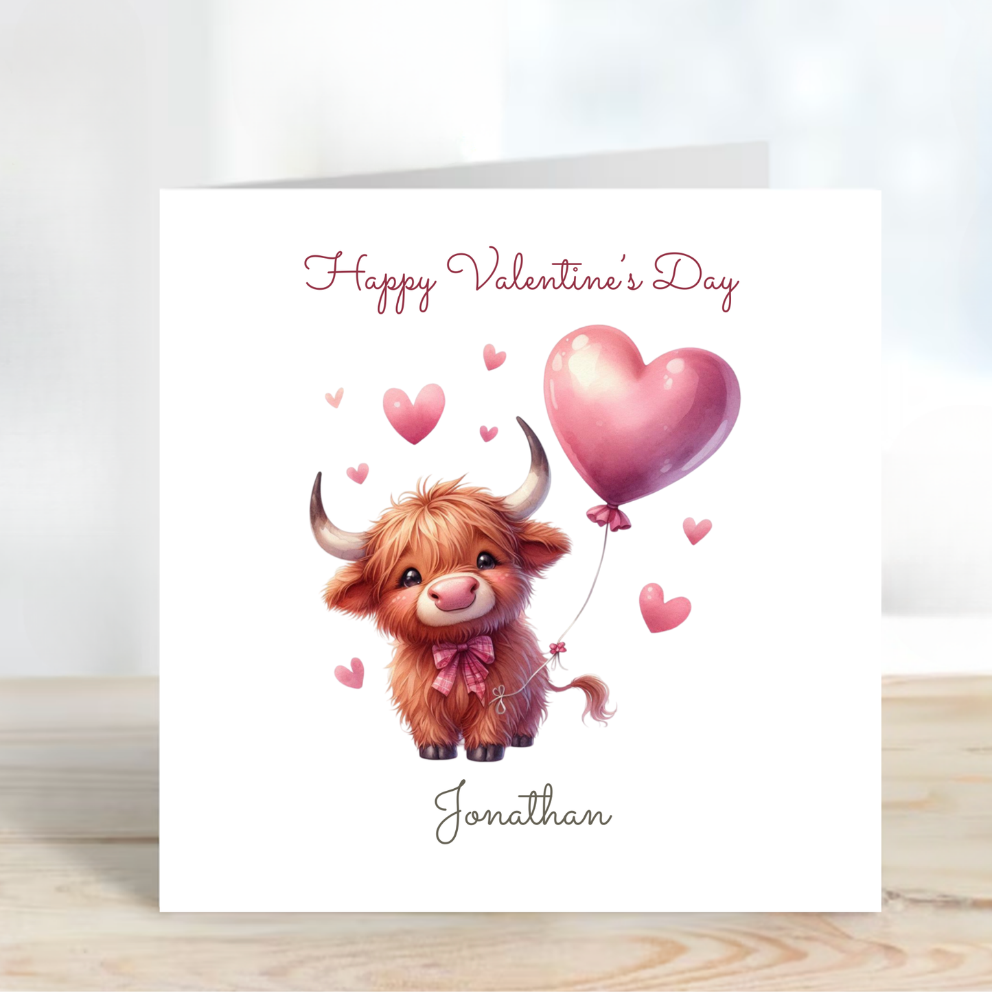 Cute Highland Cow Valentine’s Day Card  - C707