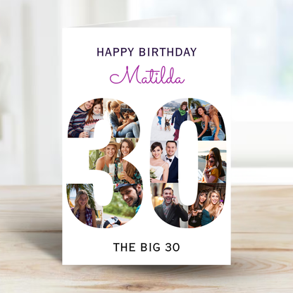 The Big 30 Photo Collage Birthday Card - PC51
