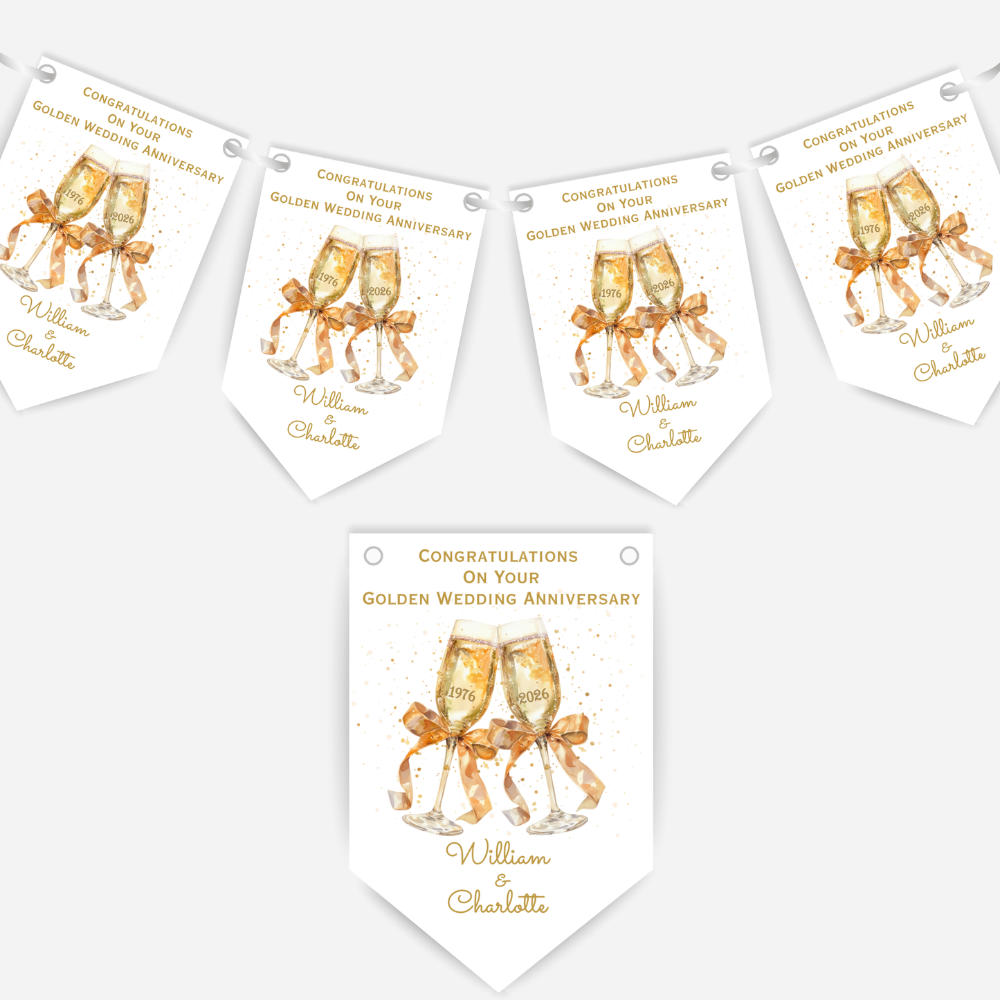 Golden Wedding Anniversary Bunting - B261