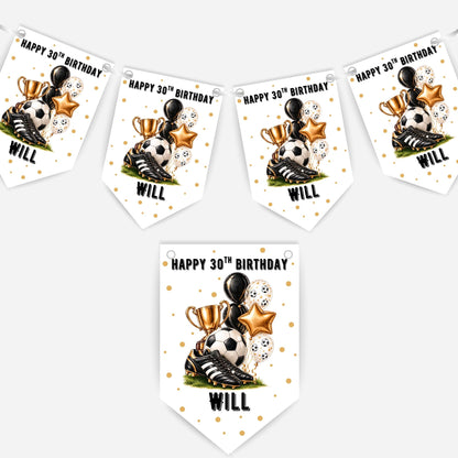 Football Birthday Bunting In Four Colours – Blue-Pink - Black - Red – B325