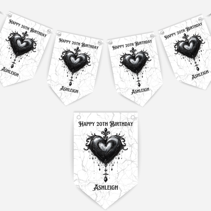 Gothic Style Black Lace Heart Bunting - B214