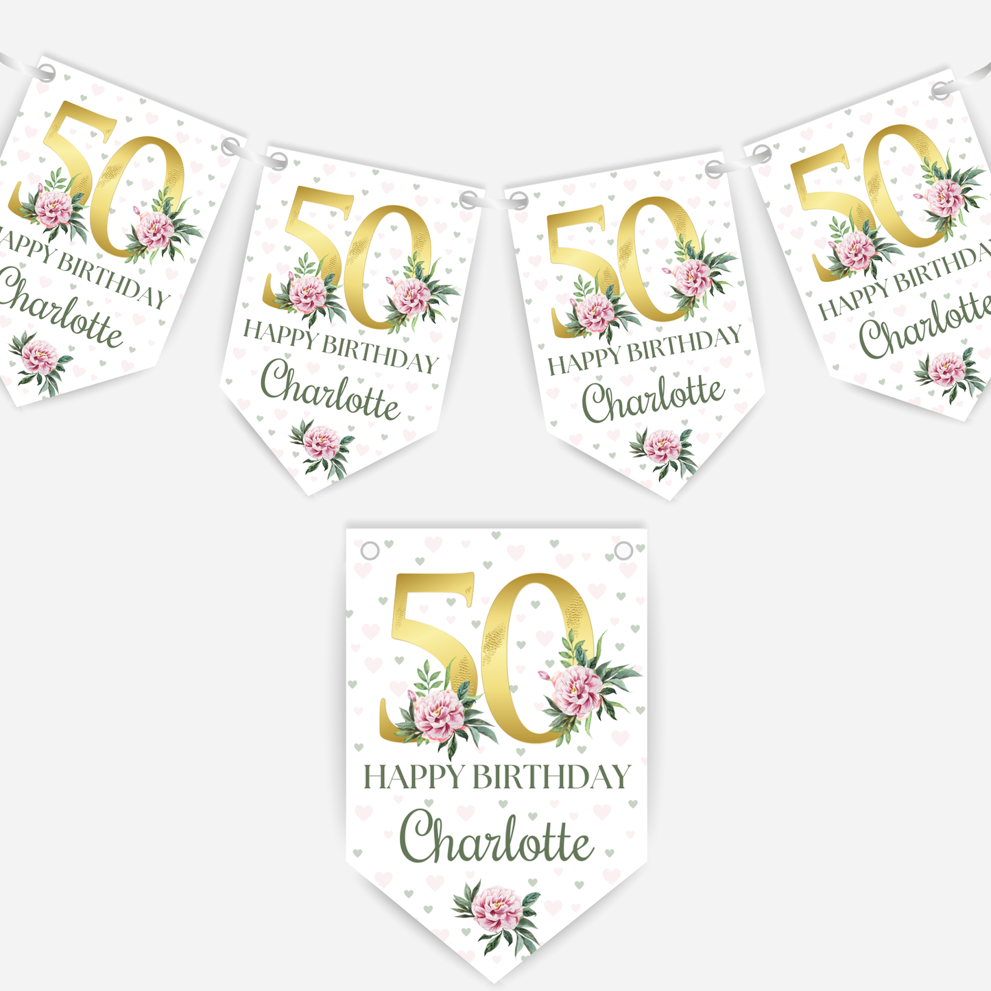 Elegant Floral Number Bunting