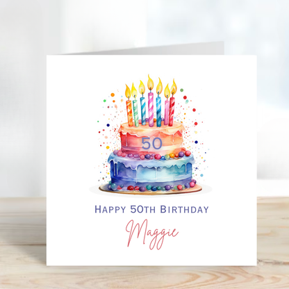 Colourful Birthday Cake Card - C647