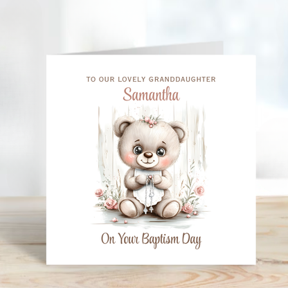 Christening or Baptism Teddy Card - C543