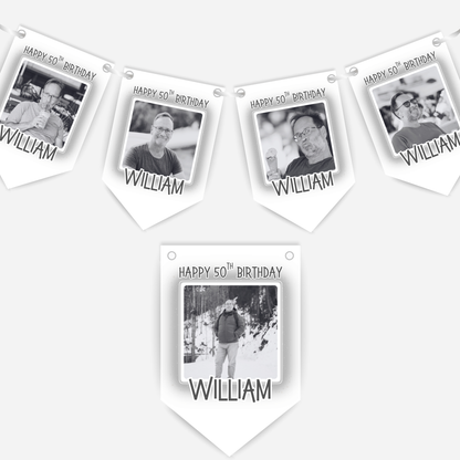 Black & White Birthday Photo Bunting - B304