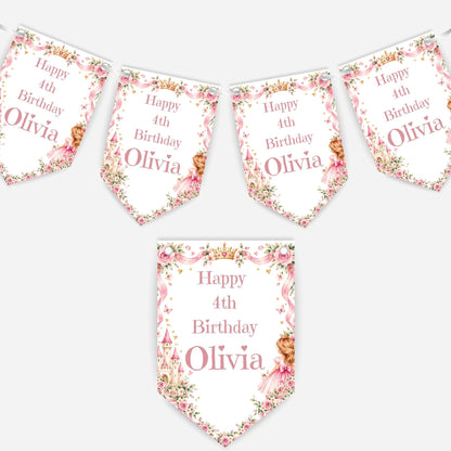 Pretty Pink Princess Birthday Bunting - B348