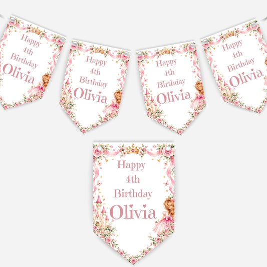 Pretty Pink Princess Birthday Bunting - B348