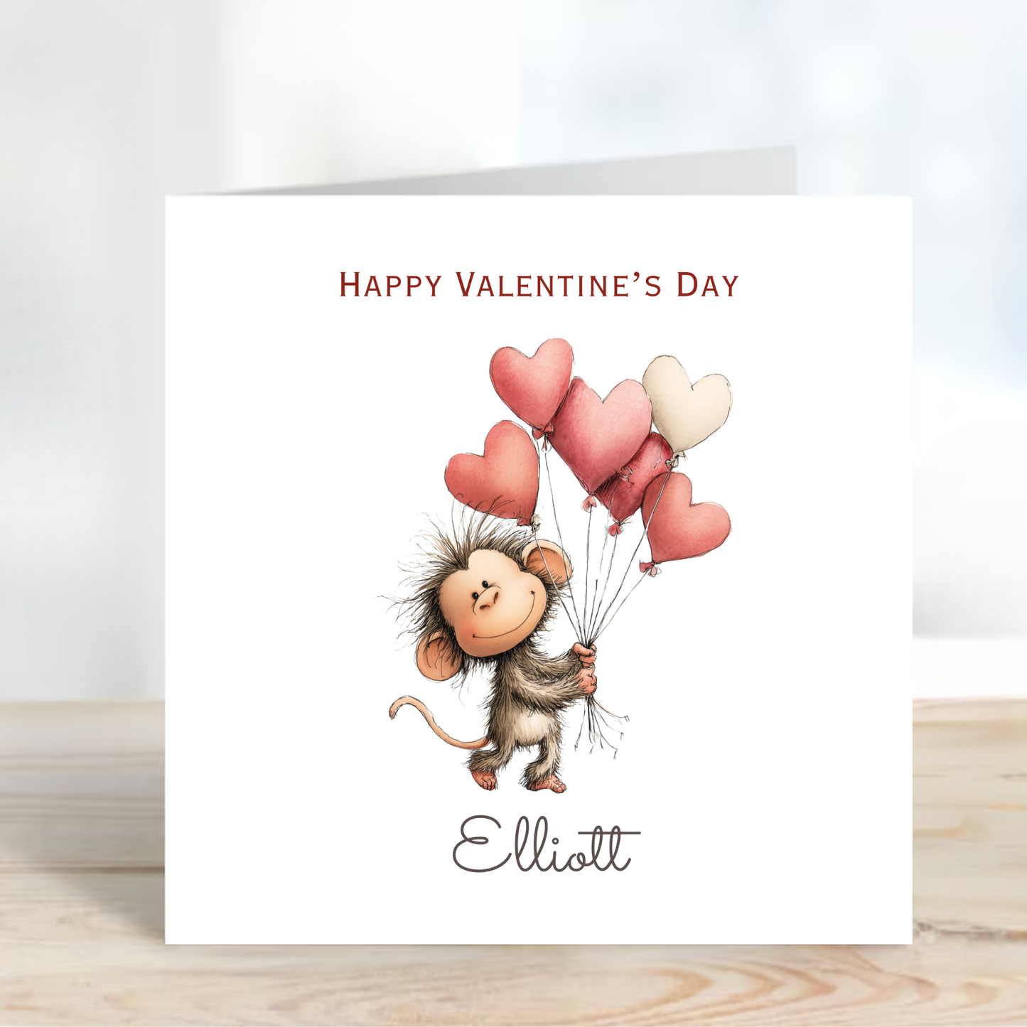 Valentine’s Day Card - Cute Monkey Design - C780