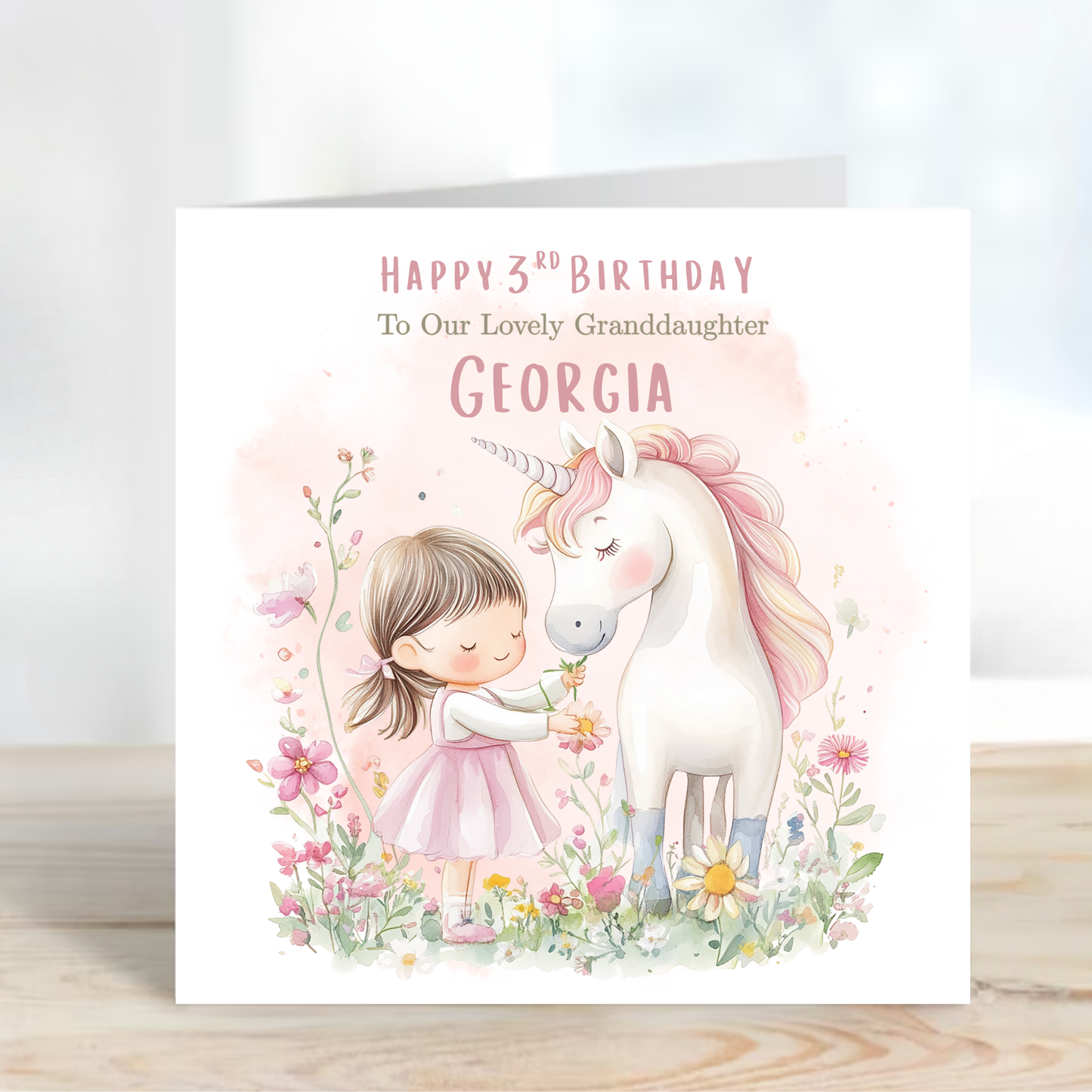 Cute Girl & Unicorn Birthday Card - C523