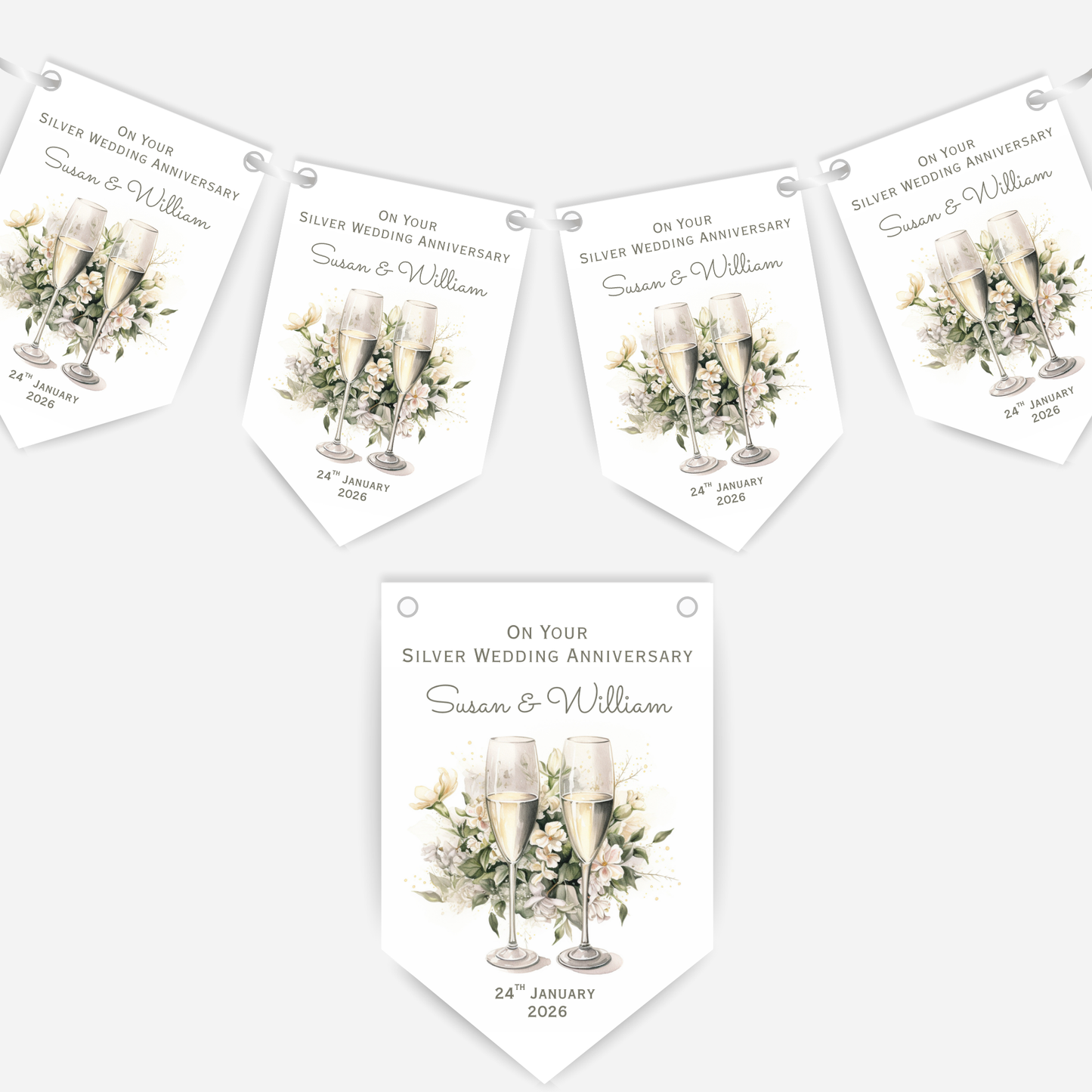 Silver Wedding Anniversary Bunting - B231