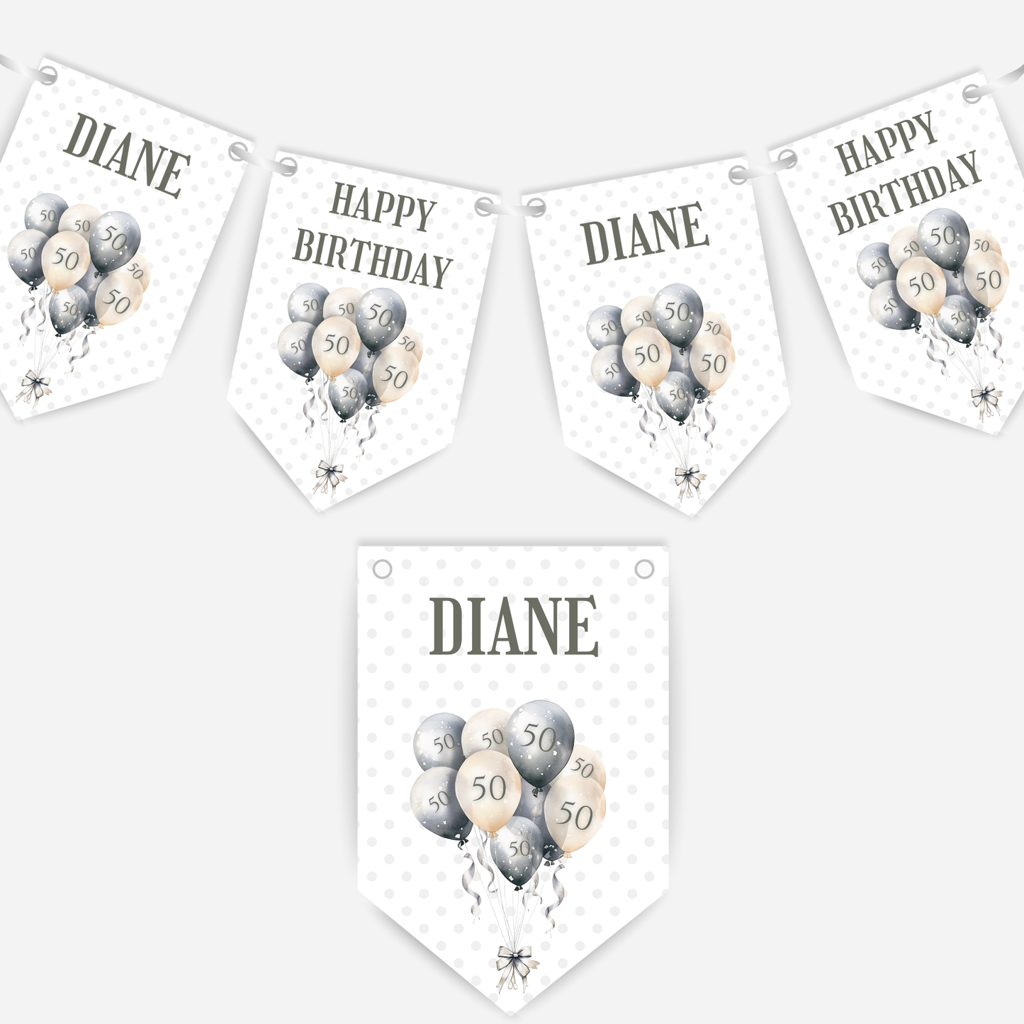 Party Balloon, Any Age Birthday Bunting - B189