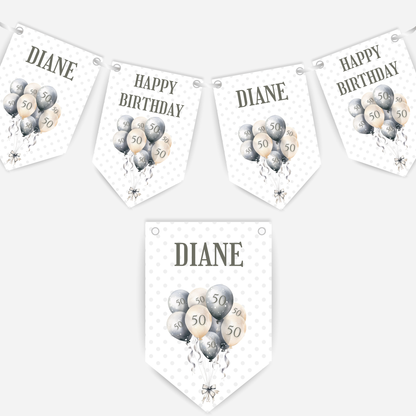 Party Balloon, Any Age Birthday Bunting - B189