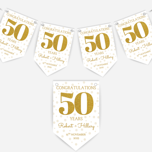 Golden Wedding Anniversary Bunting - B240