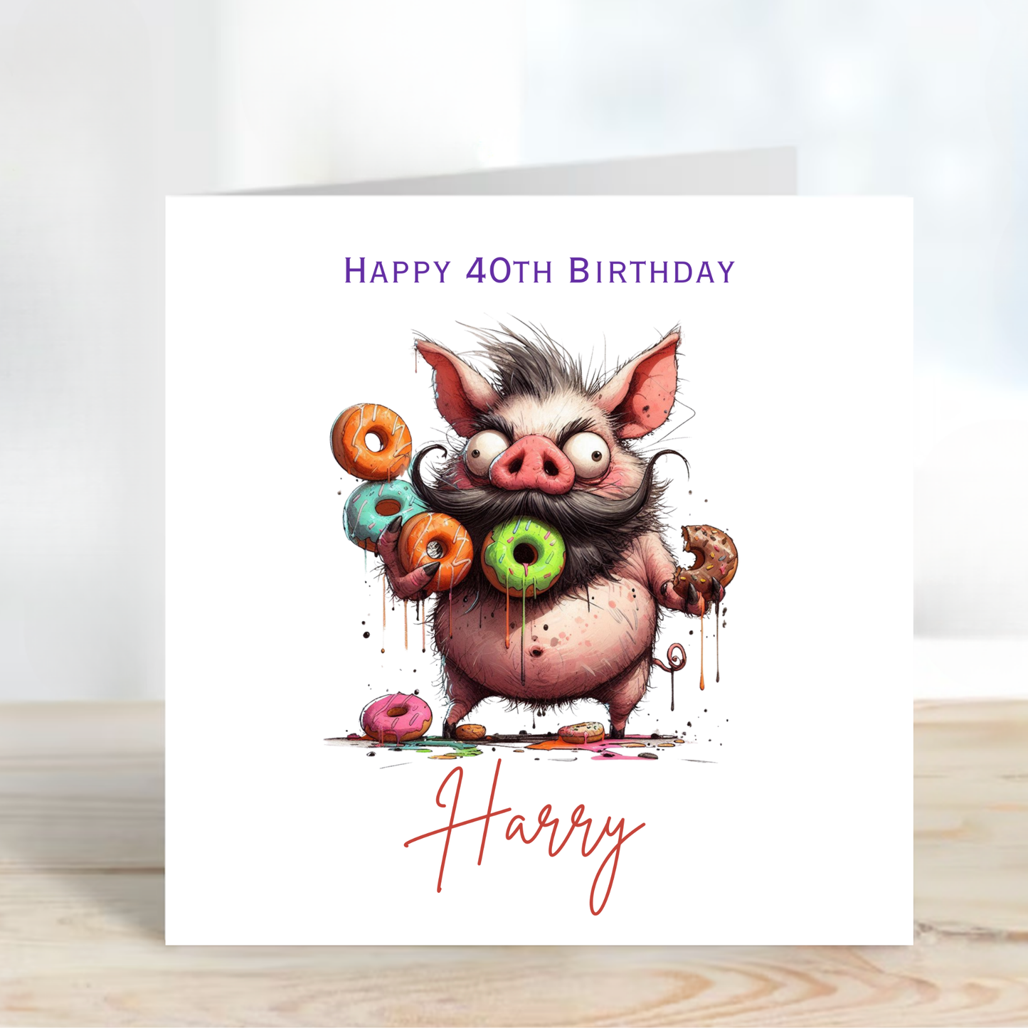 Fun Greedy Pig Birthday Card - C849
