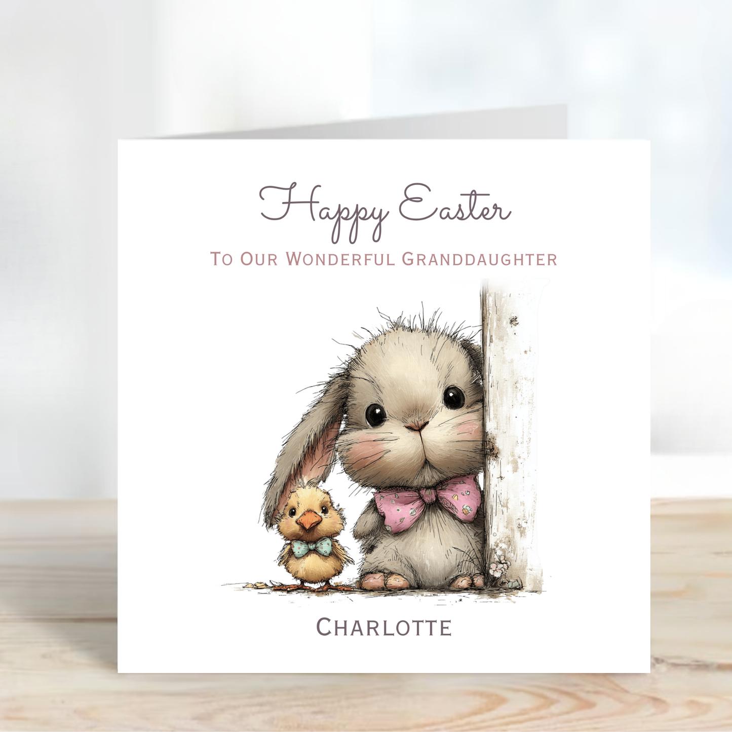 Easter Card With A Cute Bunny & Chick Design - C839