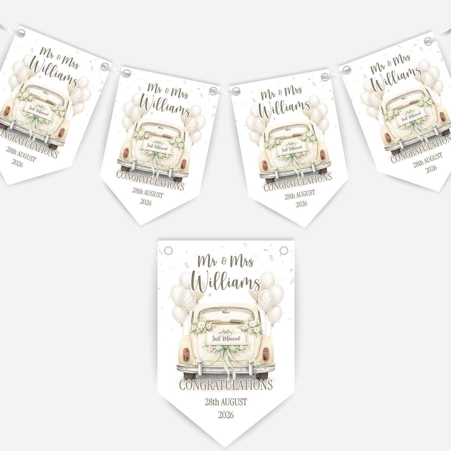 Wedding Car Bunting - B307