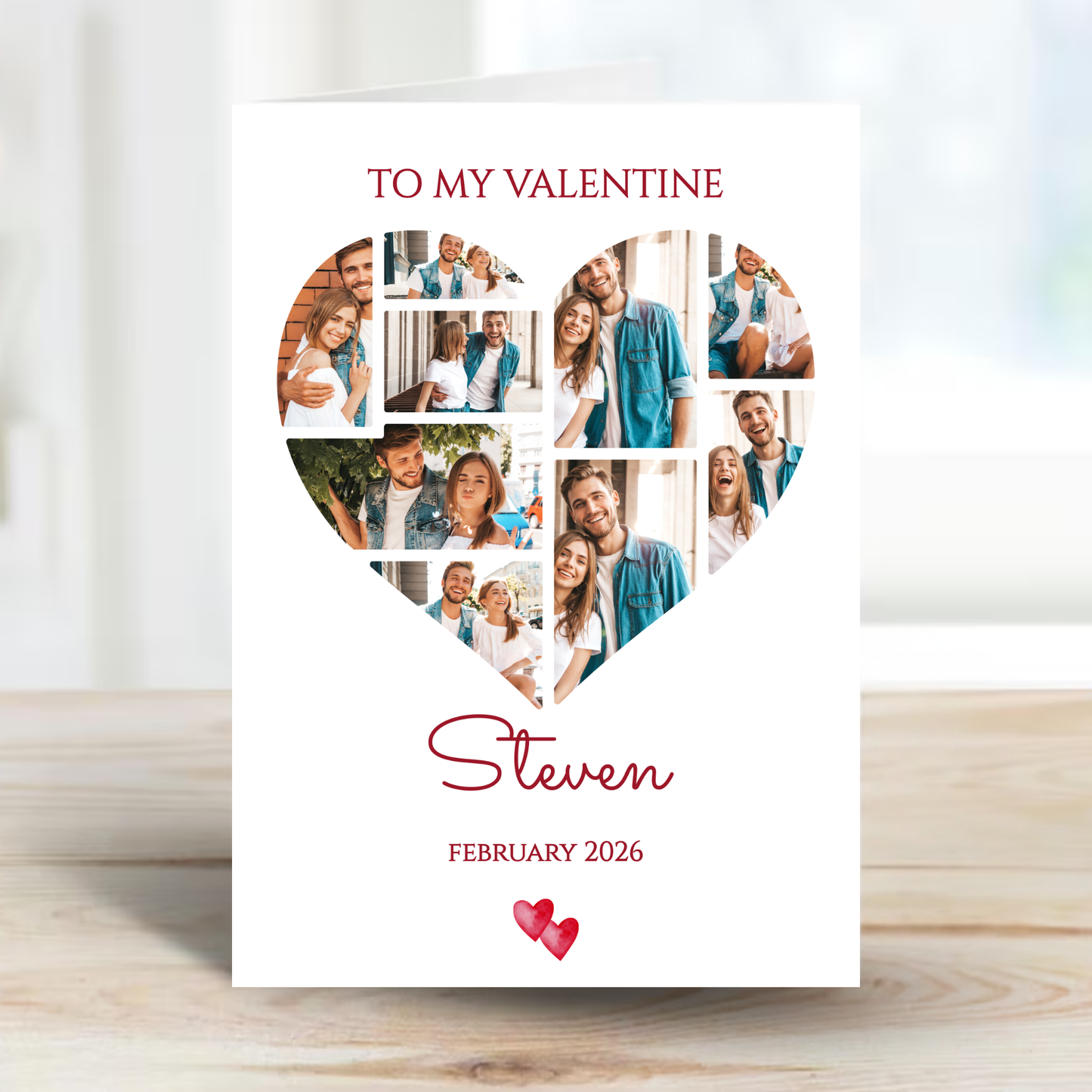 Valentine Heart Photo Card with a Collage of 9 Photos  - PC27