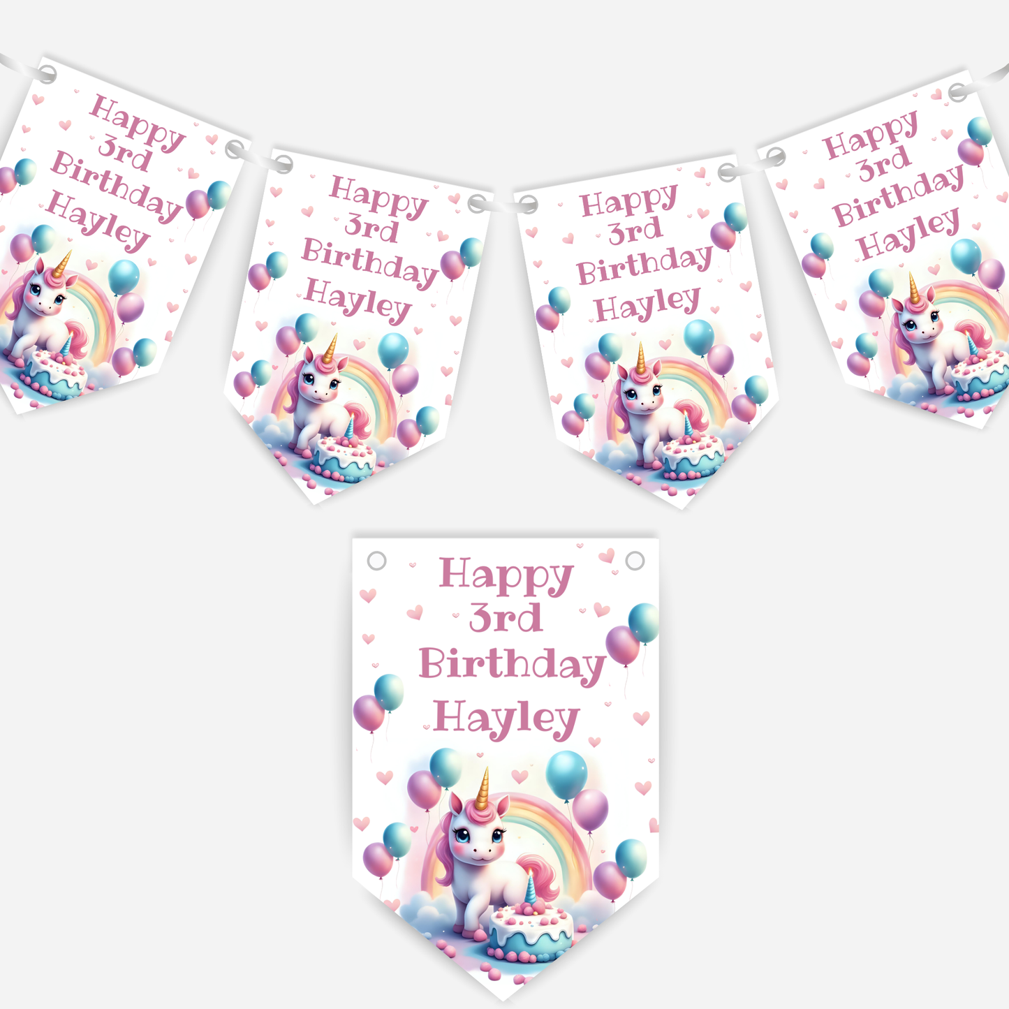 Cute Unicorn & Balloons Bunting - B121