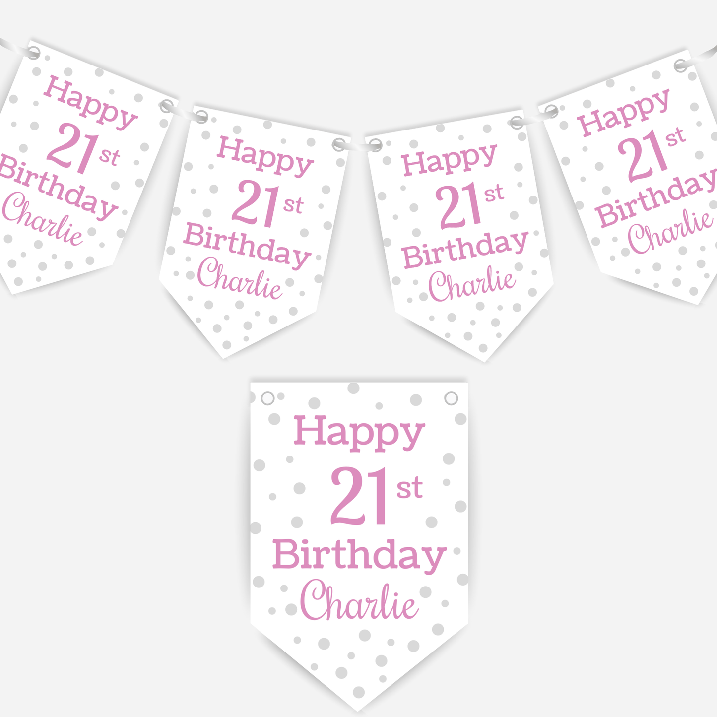 Pink Polka Dot Birthday Bunting - B126