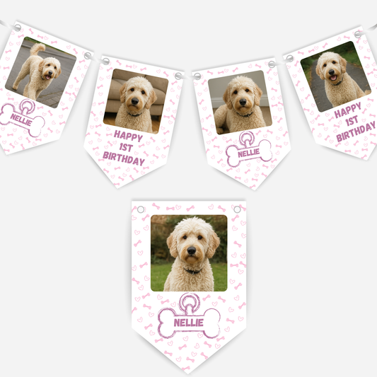 Dog Birthday Photo Bunting In Pink - B238
