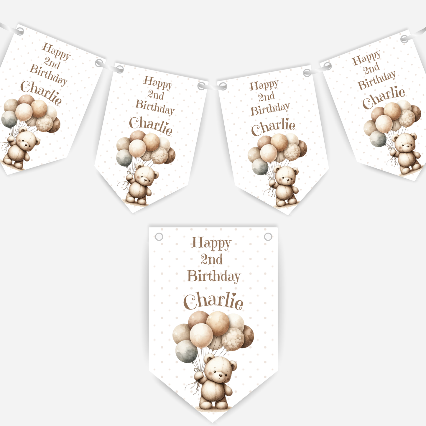 Cute Teddy & Balloons Birthday Bunting - B120