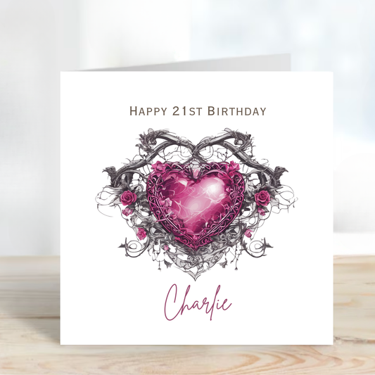 Gothic Style Pink Heart Card - C580