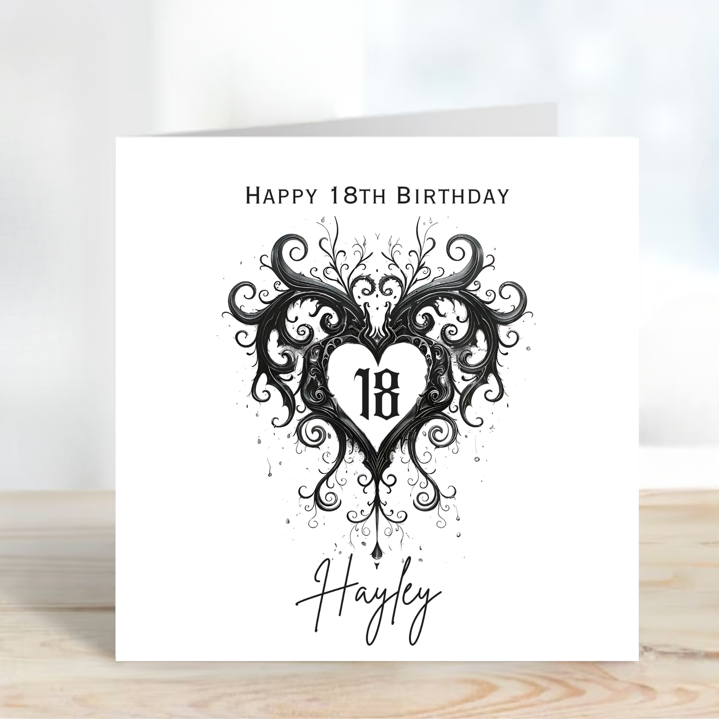 Gothic Style Black Heart Card - C634