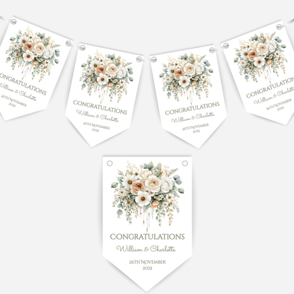 Engagement or Wedding Floral Bunting - B236