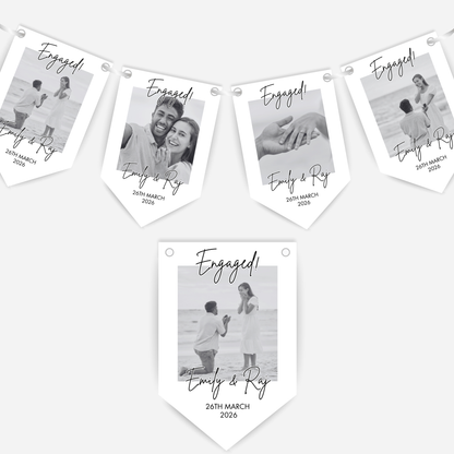 Black and White Photo Engagement or Wedding Bunting -  B278