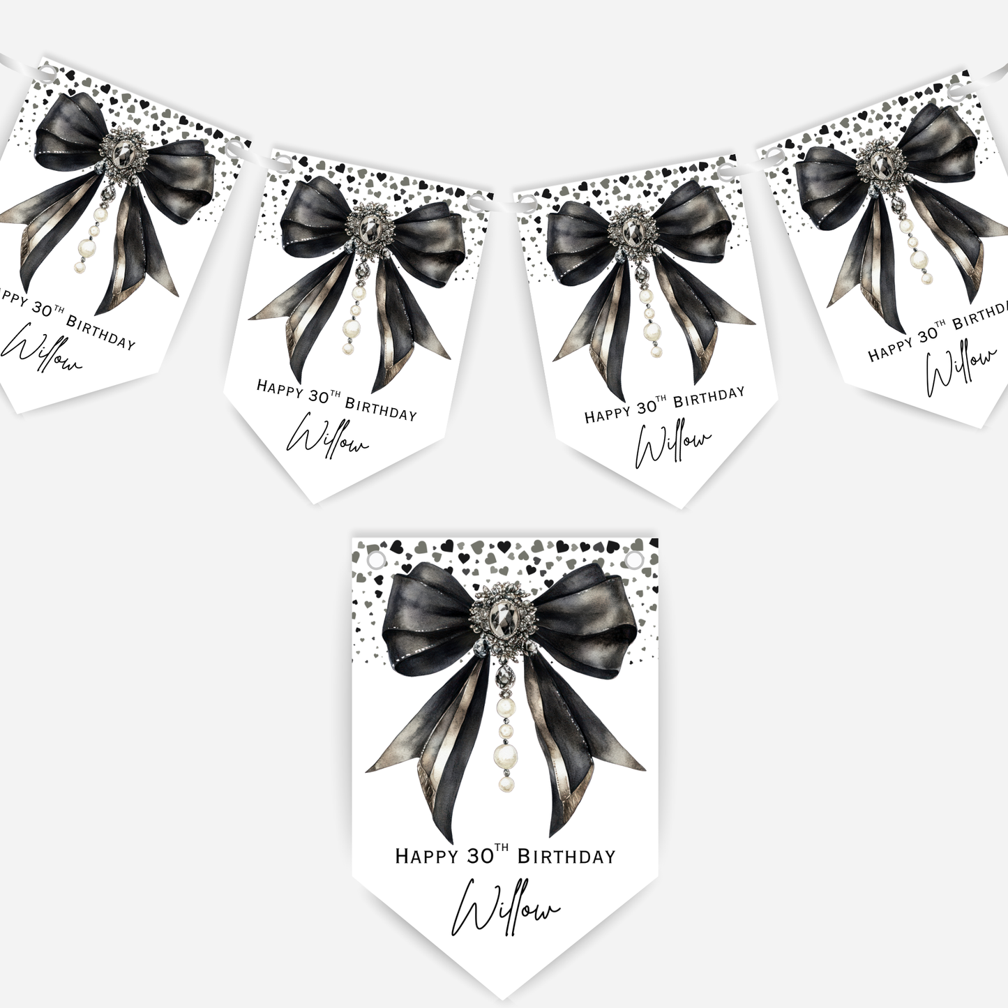 Elegant Black Bow Bunting - B264