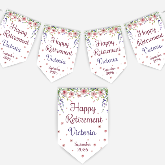Retirement or any occasion bunting, pretty wildflower design - B300
