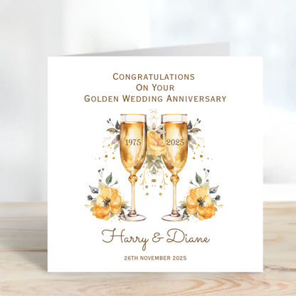 Golden- 50th Wedding Anniversary Card - C683