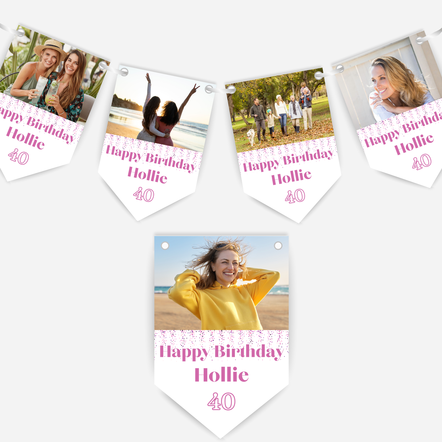 Birthday Photo Bunting in Pink - B280