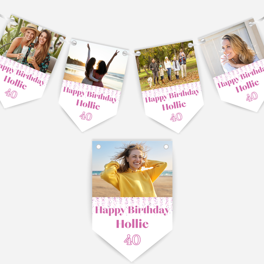 Birthday Photo Bunting in Pink - B280