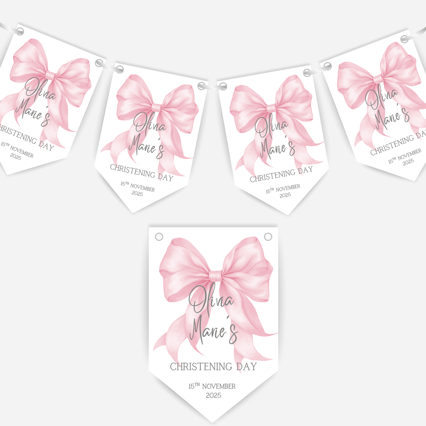 Christening or Baptism Bow Bunting - B158
