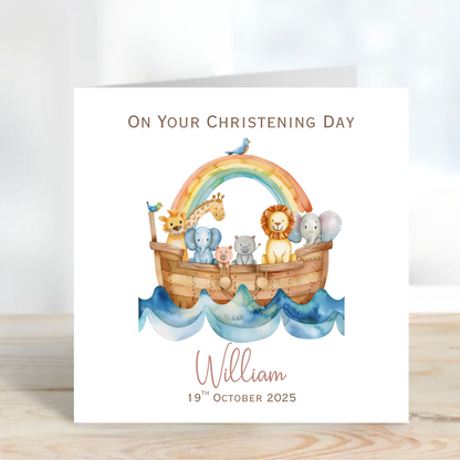 Christening & Baptism Noah Ark Card - C561