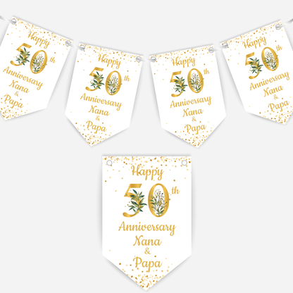 Golden Wedding Anniversary Bunting - B102