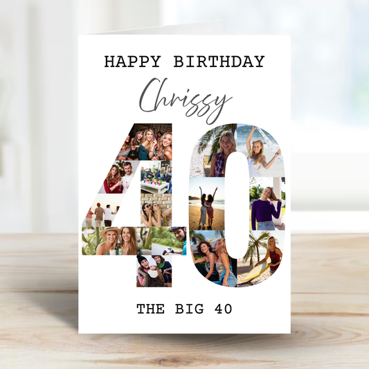 The Big 40 Photo Collage Birthday Card - PC11