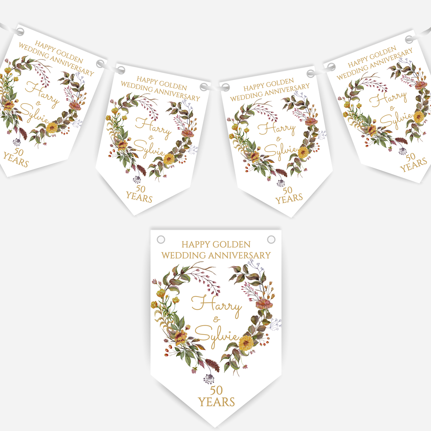 Golden Wedding Anniversary Bunting - B228