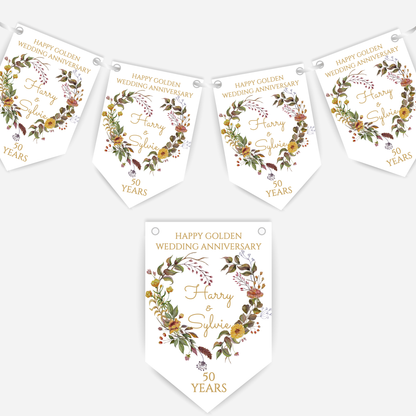 Golden Wedding Anniversary Bunting - B228