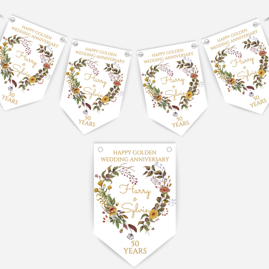 Golden Wedding Anniversary Bunting - B228