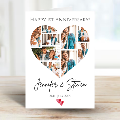 Heart  Anniversary Photo Collage -  9 Photo Memories Card - PC02