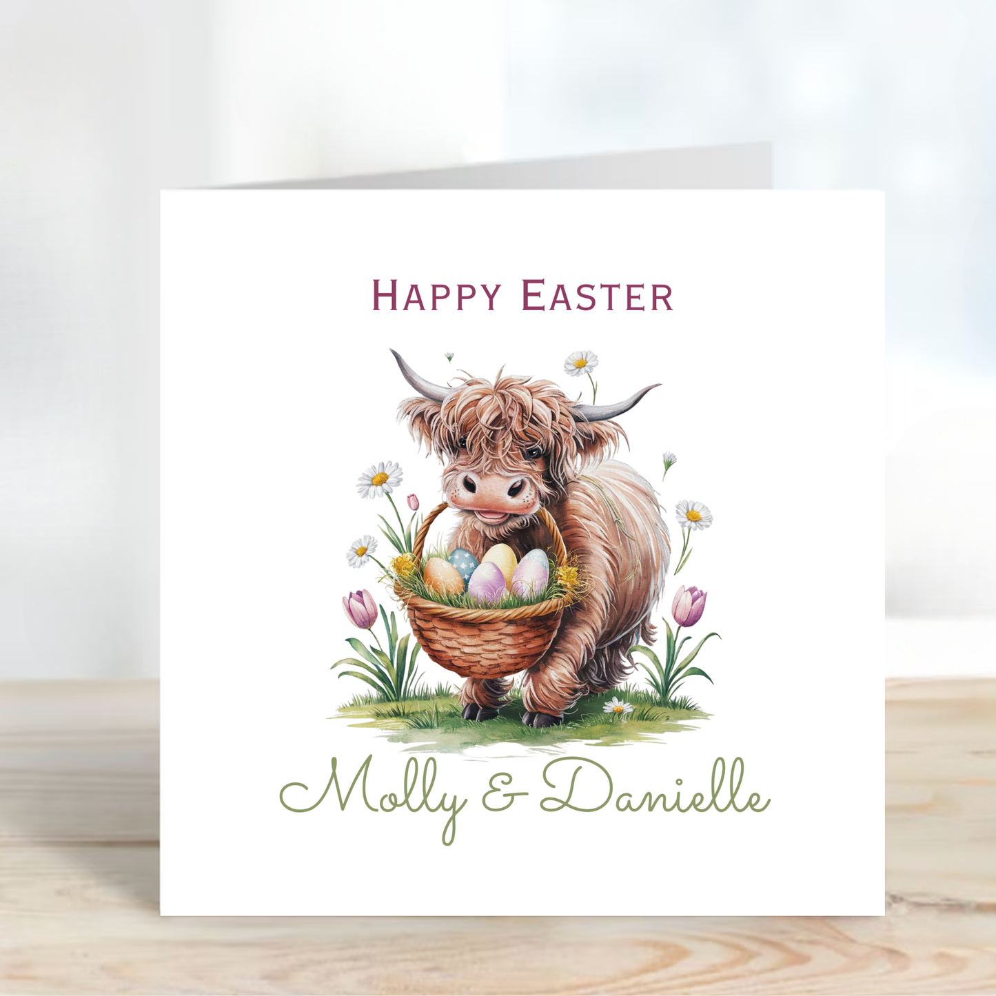 Easter Card With A Cute Highland Cow Design - C844