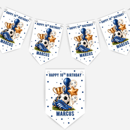Football Birthday Bunting In Four Colours – Blue-Pink - Black - Red – B325