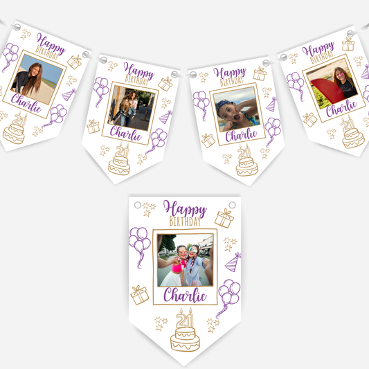 Doodle & Fun Birthday - Colour Photo's Bunting - B191
