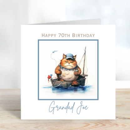 Cat Fishing Birthday Card - C616