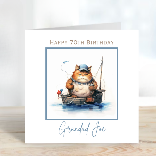 Cat Fishing Birthday Card - C616