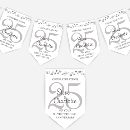 Silver Wedding Anniversary Bunting - B137