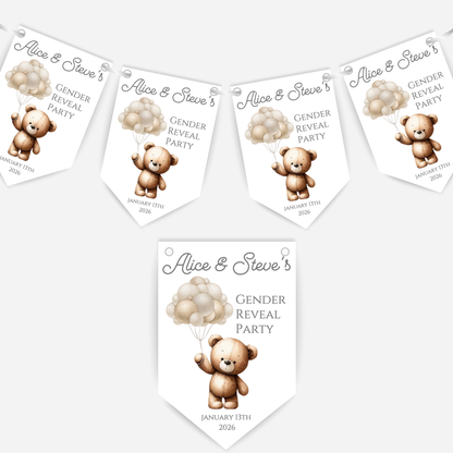 Cute Teddy Bear Gender Reveal Bunting - B148