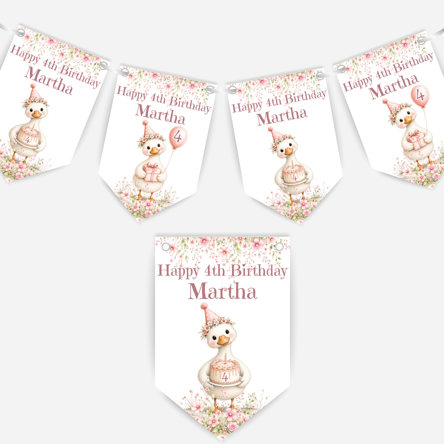 Pretty Pink  Silly Goose Birthday Bunting - B311